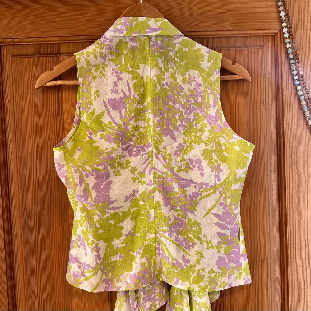 Loro Piana Purple and Green Linen Blouse - Picture 8 of 16